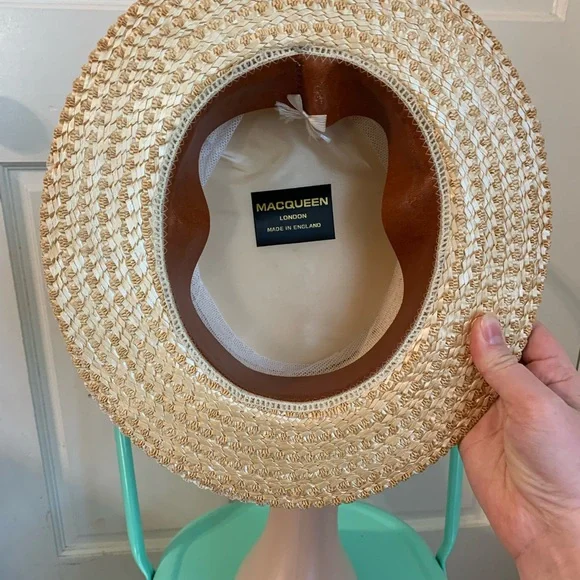 Vintage Macqueen London Straw Boater Hat 6 7/8